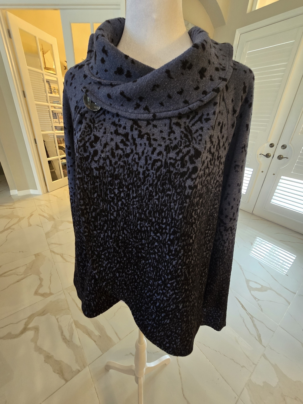 Joseph Ribkoff Navy and Black Cowl Neck Sweater